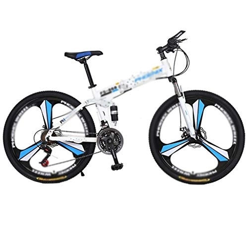 Folding Bike : Women's bicycle Folding Bike, 26-inch Wheels Portable Carbike Bicycle Adult Students Ultra-Light Portable Folding Men's Bike (Color : Blue, Size : 21 speed)