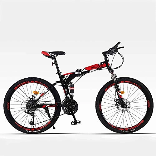 Folding Bike : WRJY Foldable Double Shock-absorbing Cross-country Mountain Bike 26-inch High-carbon Steel Double-disc Bicycle, 24-speed / 27-speed
