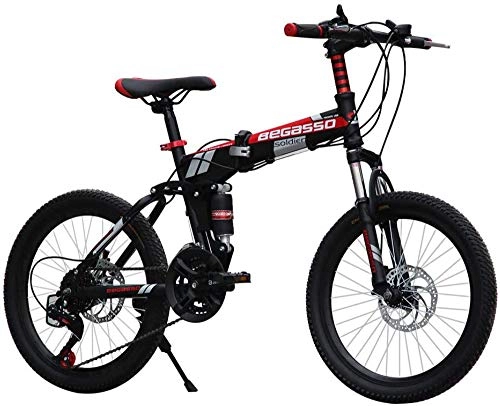 Folding Bike : WSJYP 20 Inch Mountain Bike, Folding Variable Speed Bicycle, Boy and Girls Bike, Commute School Outdoor
