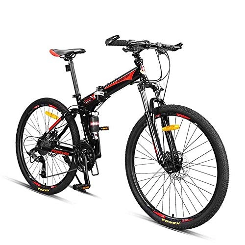 Folding Bike : WuZhong F Foldable Bicycle Mountain Bike Adult Male Speed Off-Road Double Shock Absorber 27 Speed 26 Inches