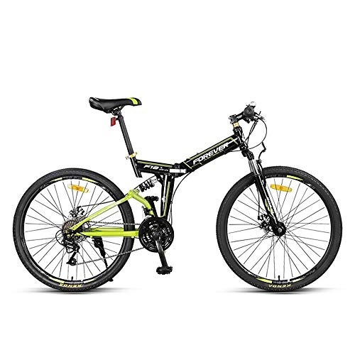 Folding Bike : WuZhong F Folding Mountain Bike Off-Road Bicycle Front and Rear Shock Double Disc Brakes Soft Tail Frame Student Adult Bicycle 24 Speed