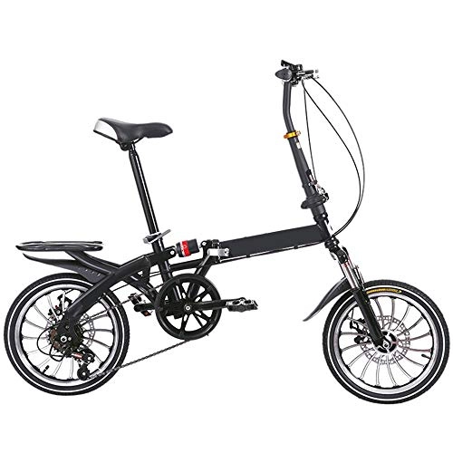 Folding Bike : WuZhong F Folding Shifting Disc Brakes Bicycle Shock Absorption Student Car One Round Adult Bicycle 16 Inch