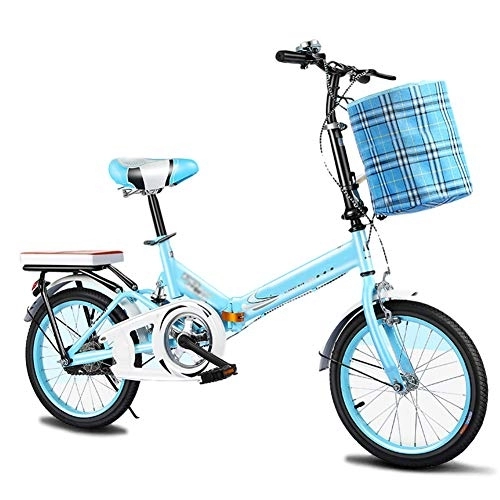 Folding Bike : WYZDQ Adult Folding Bicycle 20 Inch Shock Absorption Ultra Light Male And Female Students Adult Children Mountain Bike, Blue