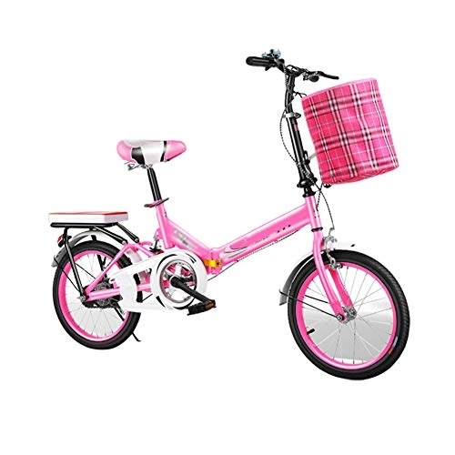 Folding Bike : WYZDQ Adult Folding Bicycle 20 Inch Shock Absorption Ultra Light Male And Female Students Adult Children Mountain Bike, Pink