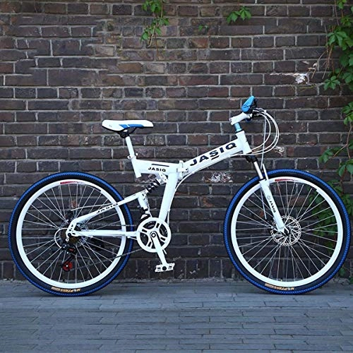 Folding Bike : WZB Folding Mountain Bike with 26" Super Lightweight Magnesium Alloy, Premium Full Suspension and Shimano 21 Speed Gear, 1, 24
