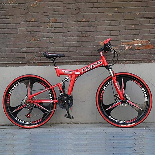 Folding Bike : WZB Folding Mountain Bike with 26" Super Lightweight Magnesium Alloy, Premium Full Suspension and Shimano 21 Speed Gear, 13, 26