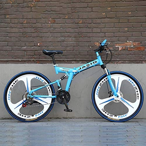 Folding Bike : WZB Folding Mountain Bike with 26" Super Lightweight Magnesium Alloy, Premium Full Suspension and Shimano 21 Speed Gear, 5, 24