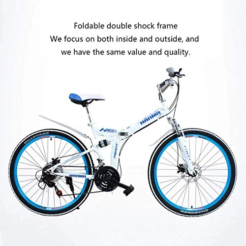 Folding Bike : WZB Mountain Bike, 26'' wheel Lightweight Steel Frame 21 Speeds SHIMANO Disc Brake, Black, 24