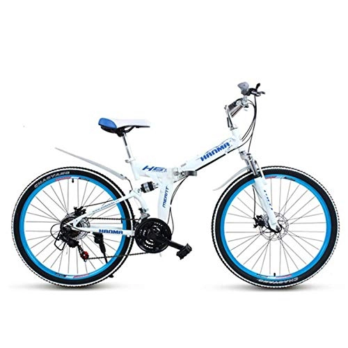 Folding Bike : WZB Mountain Bike, 26'' wheel Lightweight Steel Frame 21 Speeds SHIMANO Disc Brake, White, 26