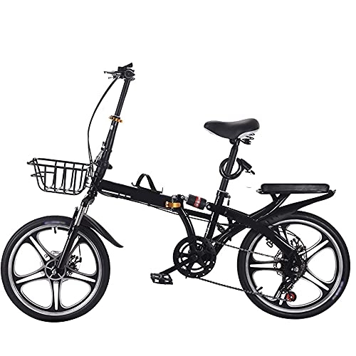 Folding Bike : WZHSDKL Black Folding Bike Mountain Bike, Dustproof Wear-resistant Tires Bicycl Low Friction, Effortless Riding, Breathable And Smooth Soft Cushion(Size:16 inches)