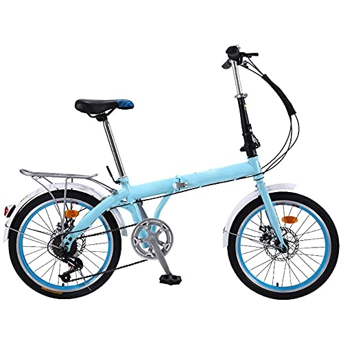 Folding Bike : WZHSDKL Folding Bike Blue Mountain Bike Suitable 7 Speed, Wheel Dual Suspension, For Mountains And Roads Adjustable Seat, Height And Save Space Better