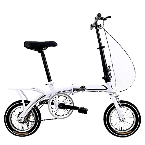 Folding Bike : WZHSDKL Mountain Bike Folding Bike Breathable And Smooth Soft Cushion 12 Inches Dustproof Wear-resistant Tires White Bicycl Low Friction, Effortless Riding