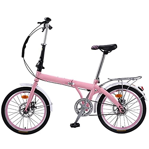 Folding Bike : WZHSDKL Mountain Bike Pink Folding Bike 7 Speed For Mountains And Roads Wheel Dual Suspension, Height And Save Space Better, Adjustable Seat Suitable I