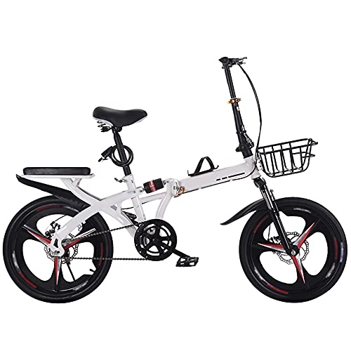 Folding Bike : WZHSDKL Mountain Bike ​Wear-resistant Tires Bicycl Low Friction, Dustproof, Effortless Riding, Breathable And Smooth Soft Cushion White Folding Bike(Size:16 inches)