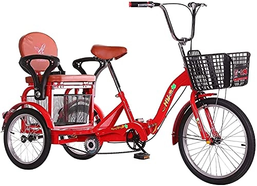 Folding Bike : XBR 3 Wheel Bicycle for Adults, Folding Tricycle Dual-Drive 3 Wheel for Adult Seniors Bicycles Cruise Trike with Cargo Basket Leisure Picnics & Shopping Pedal Bikes