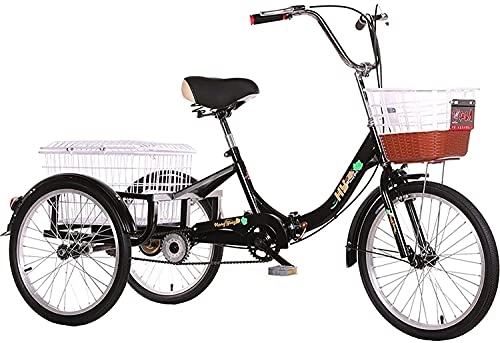 Folding Bike : XBR Upgraded Adult 3 Wheel Tricycle - Trike Cruiser Bike, Adult Folding Tricycles, 1 Speed Adult Trikes, 16 / 20 Inch 3 Wheel Bikes with Low Step-Through, Foldable Tricycle with Basket Family