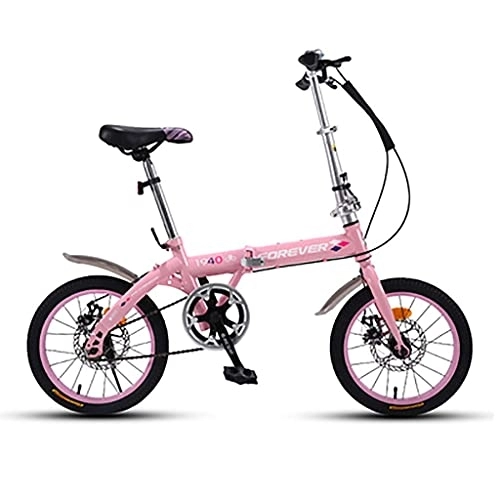 Folding Bike : XBSXP Foldable Bicycle, Single Speed Small Portable Ultra Light Mechanical Disc Brake and Carbon Steel Folding Bike with Pedals Adult Student Children