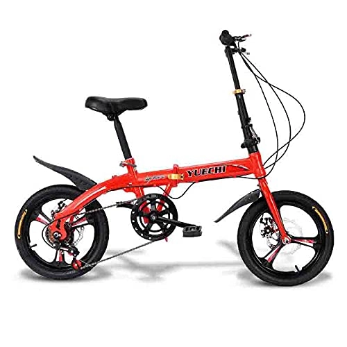 Folding Bike : XIANGDONG Unisex Folding Bicycle, 16-inch Wheels, 6-speed Transmission, Easy To Carry And Fold, Shockproof And Compressive, Very Convenient To Travel In The City, Multi-color(Color:White, )