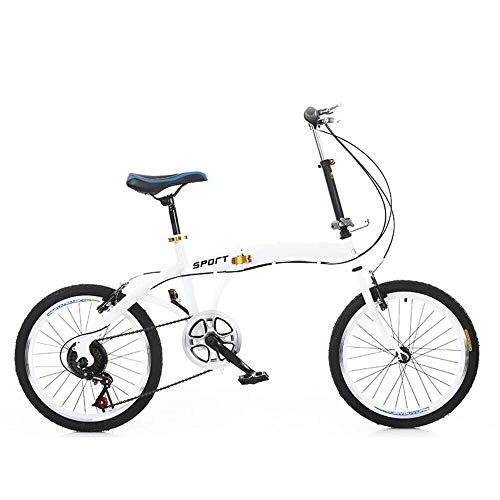 Folding Bike : XIANXUS Folding Bicycle City Bicycle Mountain Bike Road Bike Double V-Brake 7-speed 20-inch Wheel Cycling Adult Bike Carbon Steel 90kg Loading Weight White