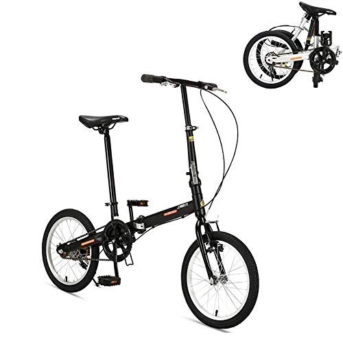 Folding Bike : XIAOFEI Mountain Bike Folding Bike Bicycle Thick Tire, 16 Inch Single Speed Folding Bike Adult Travel Bicycle, Adult Universal City Portable Bike For Woman, Black, 16