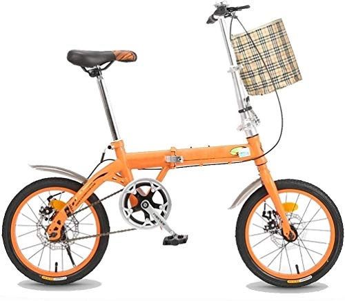 Folding Bike : XIN 16in Folding Mountain Bike Bicycle Single Speed Adult Student Outdoors Sport Cycling Portable Foldable Bike for Men Women Lightweight Folding Casual Damping Bicycle (Color : Orange, Size : 20in)