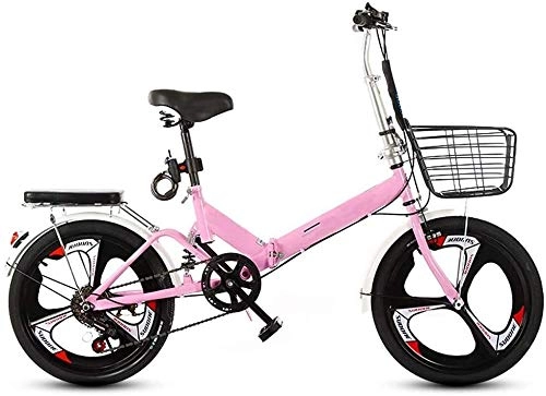 Folding Bike : XIN 20in Folding Bike Bicycle Cruiser Adult Student Outdoors Sport Mountain Cycling 7 Speed Ultra-light Portable Foldable Bike for Men Women Lightweight Folding Casual Damping Bicycle (Color : Pink)