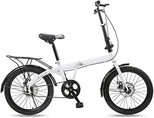 Folding Bike : XIN 20in Folding Bike Bicycle Cruiser Single Speed Adult Student Outdoors Sport Cycling Ultra-Light Portable Foldable Bike for Men Women Lightweight Folding Casual Damping Bicycle (Color : White)