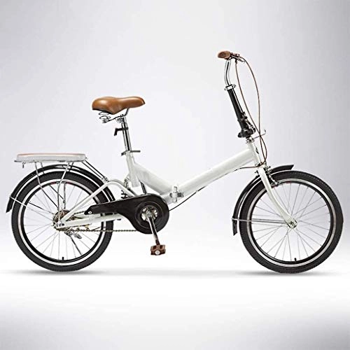 Folding Bike : XIN 20in Folding Bike Bicycle Cruiser Single Speed Adult Student Outdoors Sport Mountain Cycling Ultralight Portable Foldable Bike for Men Women Lightweight Casual Damping Bicycle (Color : White-a)
