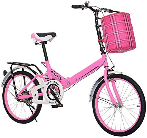 Folding Bike : XIN 20in Folding Bike Bicycle Single Speed Adult Student Outdoors Sport Mountain Cycling Ultra-light Portable Foldable Bike for Men Women Lightweight Folding Casual Damping Bicycle (Color : Pink)