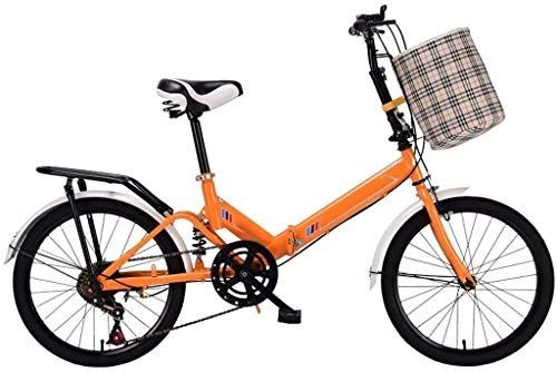 Folding Bike : XIN 20in Folding Bike Lightweight Cruiser Bicycle Adult Student Outdoors Sport Mountain Cycling Ultralight Portable Foldable Bike for Men Women Folding Casual Damping Bicycle (Color : Orange)