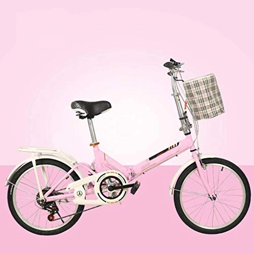 Folding Bike : XIN 20in Folding Bike Mountain Bicycle Adult Student Outdoors Sport Cycling Compact Ultra-light Portable Foldable Bike for Men Women Lightweight Folding Casual Damping Bicycle (Color : Pink)