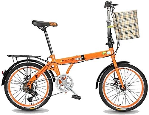 Folding Bike : XIN 20in Folding Bike Mountain Bicycle Cruiser 7 Speed Adult Student Outdoors Sport Cycling Portable Foldable Bike for Men Women Lightweight Folding Casual Damping Bicycle (Color : Orange)