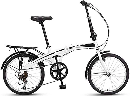 Folding Bike : XIN 20in Folding Bike Mountain Cruiser Bicycle 7 Speed Adult Student Outdoors Sport Cycling Portable Foldable Bike for Men Women Lightweight Folding Casual Damping Bicycle (Color : White)
