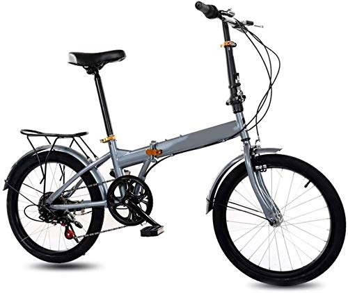 Folding Bike : XIN 6 Speed Folding Bike Mountain Cruiser Bicycle 20in Adult Student Outdoors Sport Cycling Portable Foldable Bike for Men Women Lightweight Folding Casual Damping Bicycle (Color : Gray)