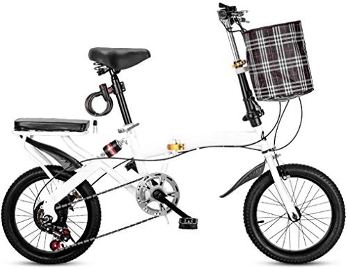 Folding Bike : XIN Folding Bike 16in Mountain Bicycle Variable Speed Adult Student Outdoors Sport Cycling Ultra-light Portable Foldable Bike for Men Women Lightweight Folding Casual Damping Bicycle (Color : White)