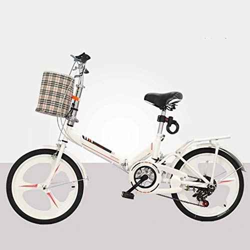 Folding Bike : XIN Folding Bike Bicycle 20in Adult Student Outdoors Sport Mountain Cycling Compact Ultra-light Portable Foldable Bike for Men Women Lightweight Folding Casual Damping Bicycle (Color : White)