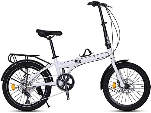 Folding Bike : XIN Folding Bike Bicycle Cruiser 7 Speed Adult Student Outdoors Sport Mountain Cycling 20in Ultralight Portable Foldable Bike for Men Women Lightweight Folding Casual Damping Bicycle (Color : White)