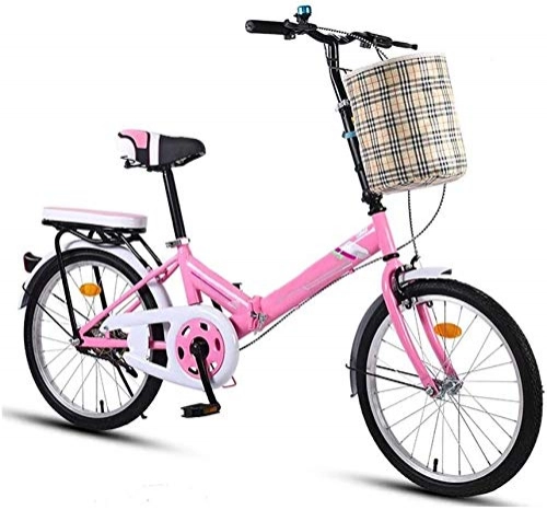 Folding Bike : XIN Folding Bike Compact Mountain Bicycle 16in Adult Student Outdoors Sport Cycling Ultra-light Portable Foldable Bike for Men Women Lightweight Folding Casual Damping Bicycle (Color : Pink)