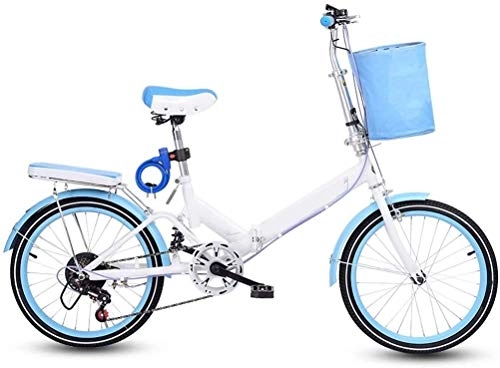 Folding Bike : XIN Folding Bike Mountain Bicycle 20in Variable Speed Adult Student Outdoors Sport Cycling Cruiser Ultralight Portable Foldable Bike for Men Women Lightweight Casual Damping Bicycle (Color : Blue)
