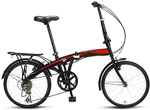 Folding Bike : XIN Folding Bike Mountain Bicycle Cruiser 20in 7 Speed Adult Student Outdoors Sport Cycling Ultralight Portable Foldable Bike for Men Women Lightweight Folding Casual Damping Bicycle (Color : Red)