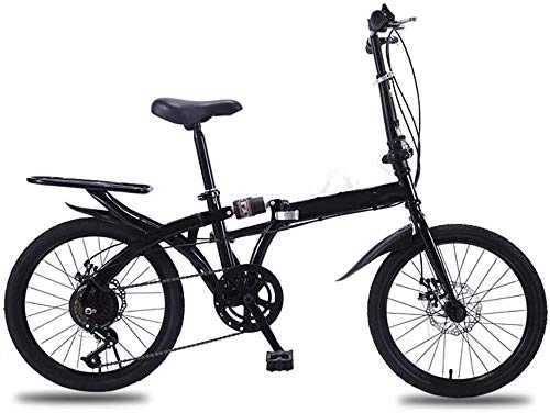 Folding Bike : XIN Folding Bike Mountain Bicycle Variable Speed 16in Adult Student Outdoors Sport Cycling Ultra-light Portable Foldable Bike for Men Women Lightweight Folding Casual Damping Bicycle (Color : Black)
