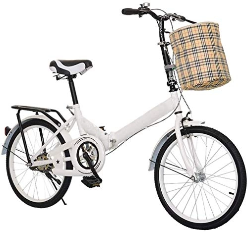 Folding Bike : XIN Folding Mountain Bike Bicycle 20in Adult Student Outdoors Sport Cycling Ultra-Light Portable Single speed Foldable Bike for Men Women Lightweight Folding Casual Damping Bicycle (Color : White)
