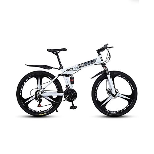 Folding Bike : XINGXINGNS 21 Speed Folding Bicycle Mountain Bike, Durable high-carbon steel thickened frame, Frame load is above 120KG, 26'' Folding Bicycle Great for City Riding and Commuting, White