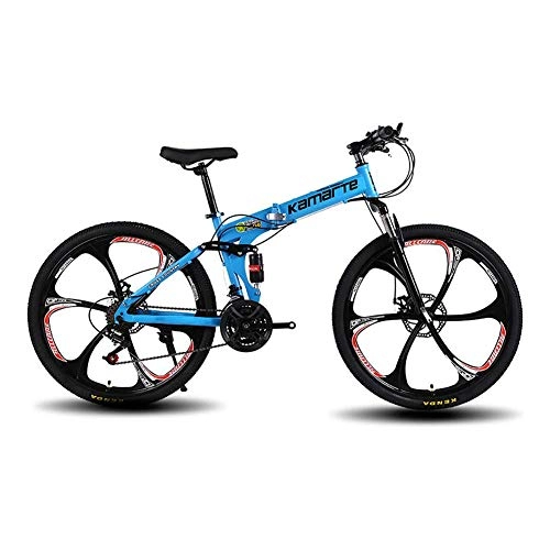 Folding Bike : XINGXINGNS 26" Folding Mountain Bike City Bike Bicycle Aluminum alloy wheel Carbon steel Frame Dual Suspension Shock Absorption Folding Bicycle, 26inch21speed