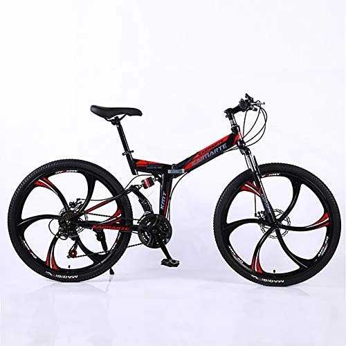 Folding Bike : XINGXINGNS Folding Bike Outroad Mountain Bike 26in 21 Speed High Carbon Steel Shock Absorption Frame with Disc Brakes and Suspension Fork Sports Leisure Men and Women, 26inch21speed
