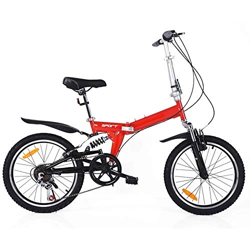 Folding Bike : XIXIA X Double Folding Bicycle Shock Absorber Disc Brakes Light Student Bicycle Ladies Bicycle 6 Speed 20 Inch