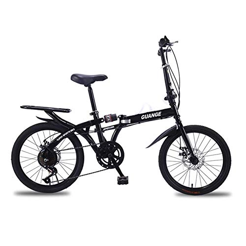 Folding Bike : XM&LZ Carbon Steel Folding Bicycle Adult Student, 16 Inch Bike Variable Speed Foldable Bike, Shock Absorber Bicycle Children Men Women Black 16inch