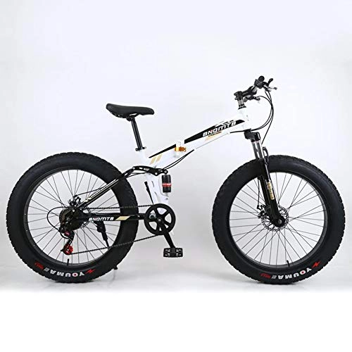 Folding Bike : XNEQ 4.0 Widened Mountain Bike with Large Tires, Foldable, Beach Snowmobile, Dual-Shock Dual Disc Brakes, Soft Tail, 26-Inch-7 / 21 / 24 / 27 / 30 Speed, 2, 21 Speed
