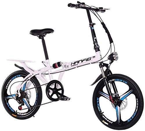 Folding Bike : XXCZB 16 Inch 20 Inch Folding Speed Mountain Bike - Adult Car Student Folding Car Men And Women Folding Speed Bicycle Damping Bicycle Black 20inches-16inches_White