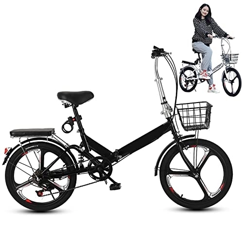 Folding Bike : XYYYM Lightweight Alloy Folding City Bike 20inch Men And Women Adult Ultra-light 6-speed Variable Speed Portable Folding Bicycle, Helical Shock Absorber, Alloy One-piece Wheels